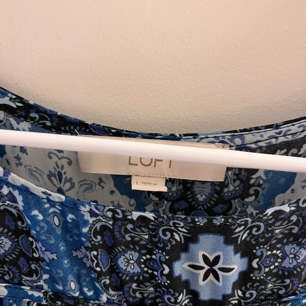 LOFT Blue Patterned Dress - Picture 2 of 2